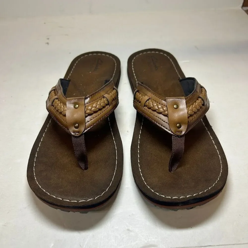 Clarks Womens 11 M Honey Brown Fenner Nerice Flip Flop Sandals DISPLAY MW9